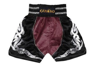 Boxing Shorts , Boxing Trunks : KNBSH-202-Maroon-Black